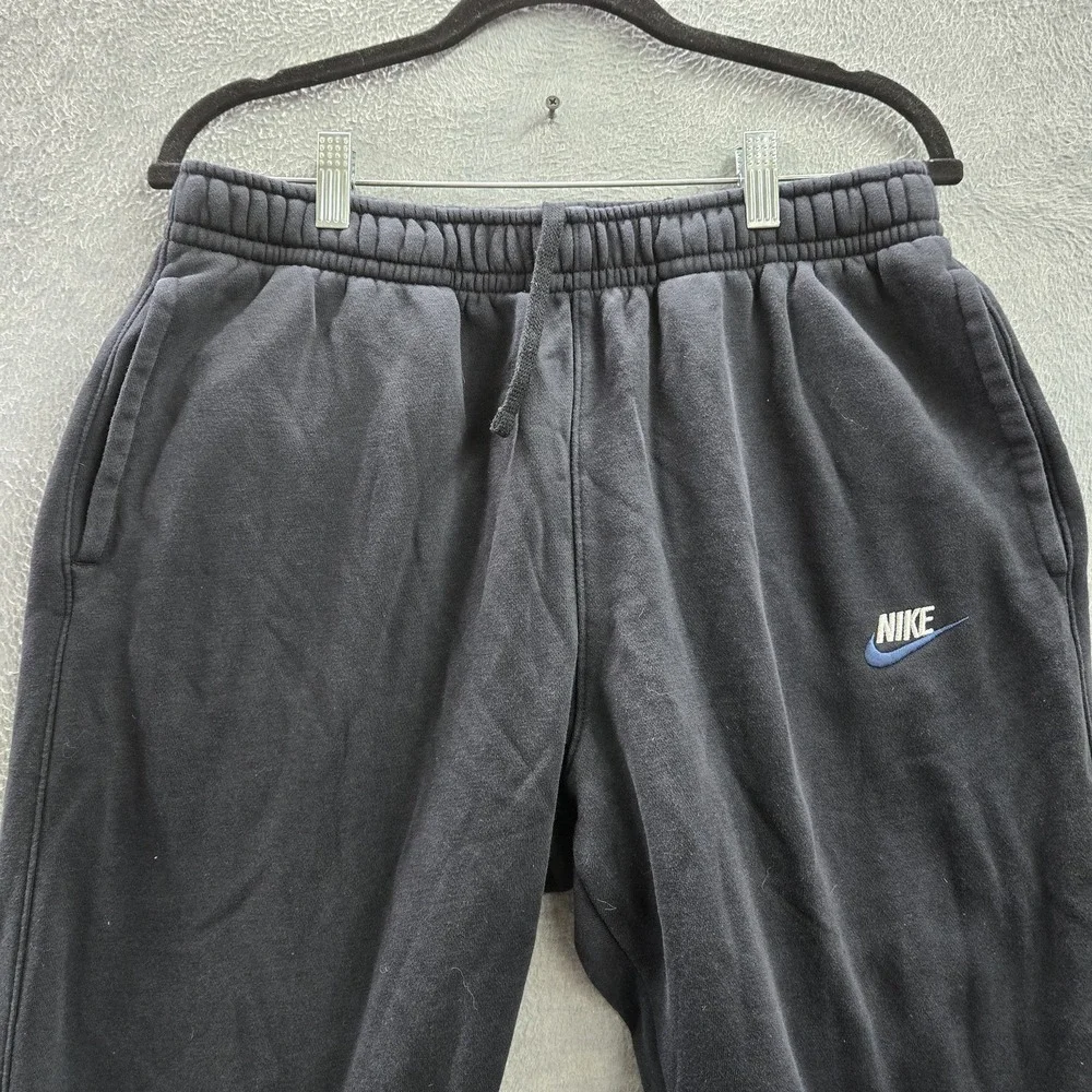 Nike‎ Men Activewear Pants L Black Swoosh Embroidery Sweatpants Fleece